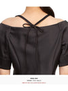 Double Satin Fitted Open Neck Blouse Black - GANNI - BALAAN 10