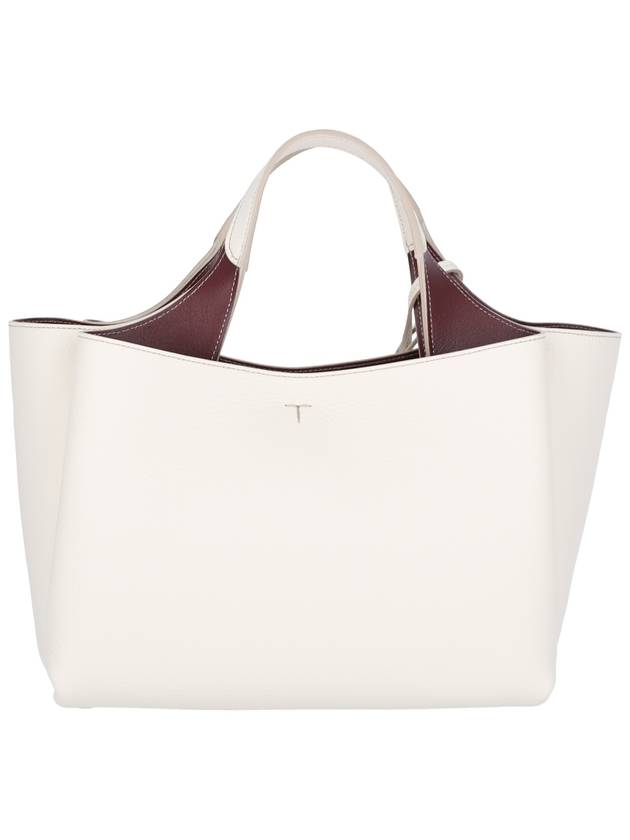 T Timeless Leather Small Tote Bag White - TOD'S - BALAAN 4