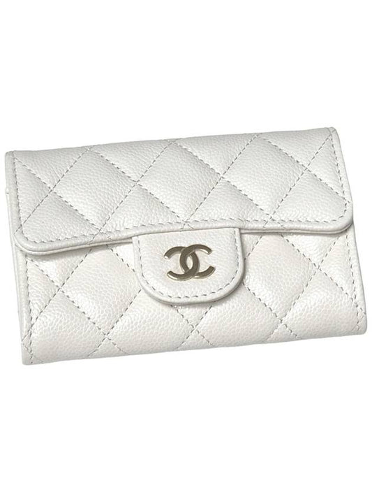 24 Years Classic Caviar Card Wallet White Gold AP0214 Kleokdok - CHANEL - BALAAN 2