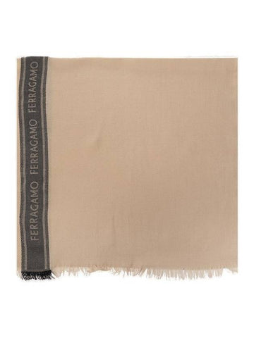 Lettering Logo Scarf Beige - SALVATORE FERRAGAMO - BALAAN 1