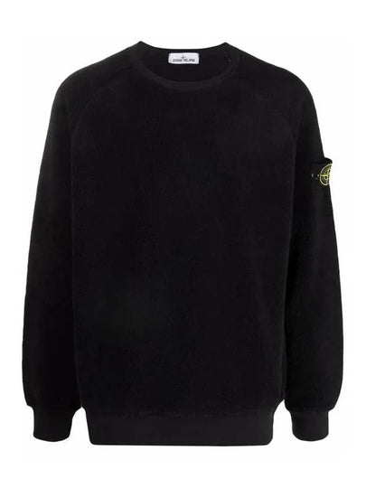 Wappen Patch Shearling Sweatshirt Black - STONE ISLAND - BALAAN 2