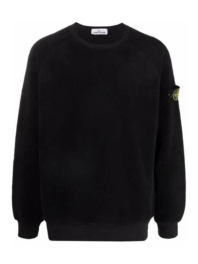 Wappen Patch Shearling Sweatshirt Black - STONE ISLAND - BALAAN 3