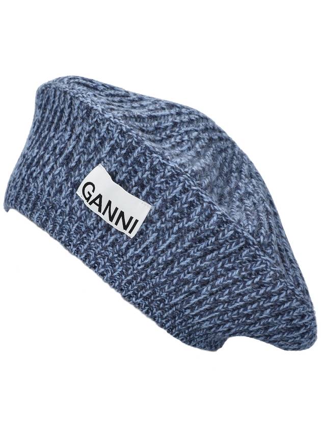 Cappello Structured Rib Beret Blue - GANNI - BALAAN 2