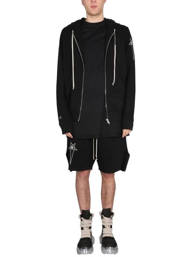 Jasons Embroidered Logo Zip Up Hoodie Black - RICK OWENS - BALAAN 1