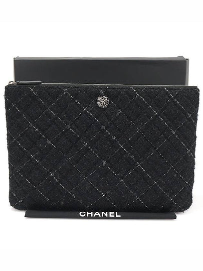 Black tweed lambskin silver large clutch 22nd - CHANEL - BALAAN 2