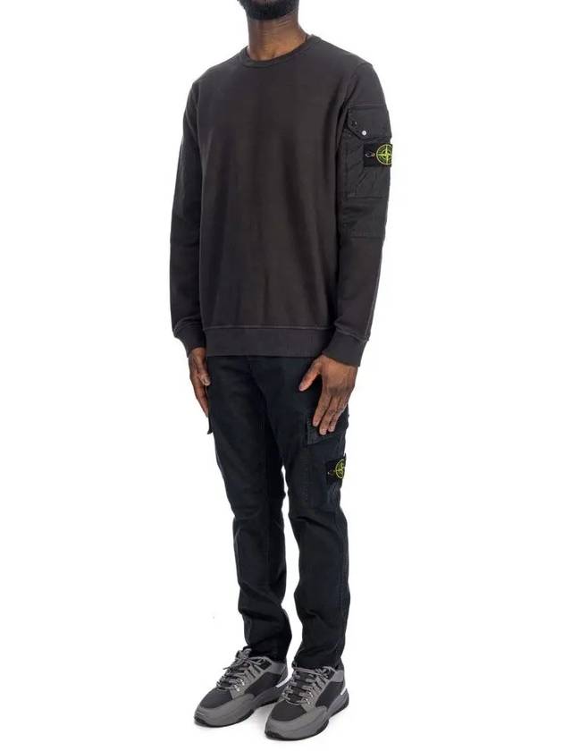 Brushed Organic Cotton Fleece Sweatshirt Grey - STONE ISLAND - BALAAN 3