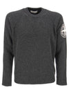 Geelong Wool Embroidery Crewneck Knit Top Charcoal - STONE ISLAND - BALAAN 2