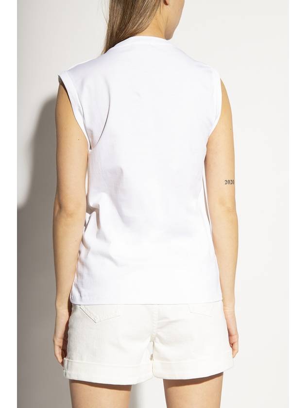 Women's Logo Print Shoulder Button Sleeveless White - BALMAIN - BALAAN 5