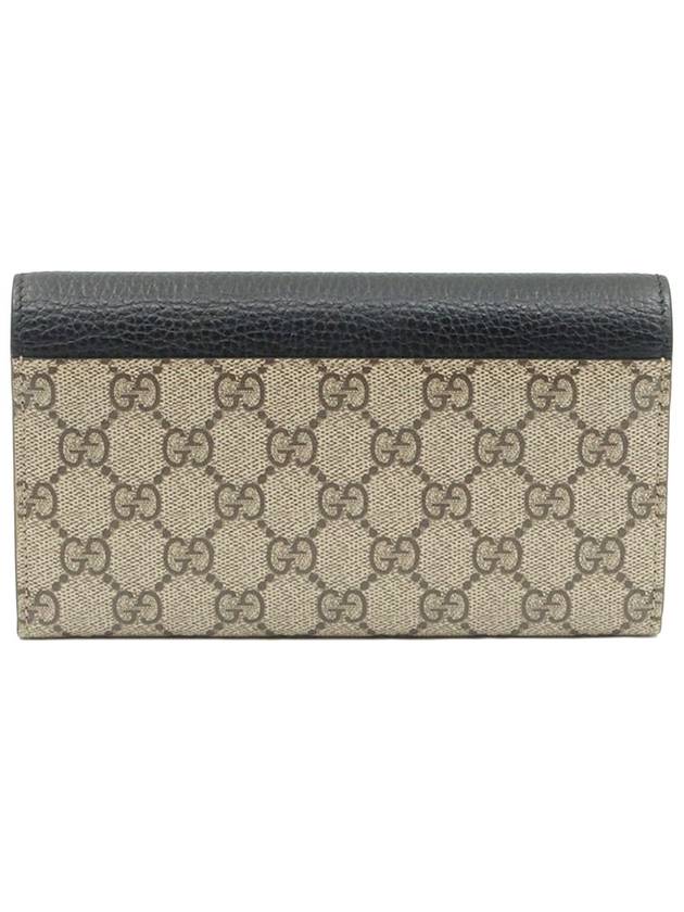 GG Supreme Canvas Black Leather Gold Plated Marmont Long Wallet 456116 - GUCCI - BALAAN 3