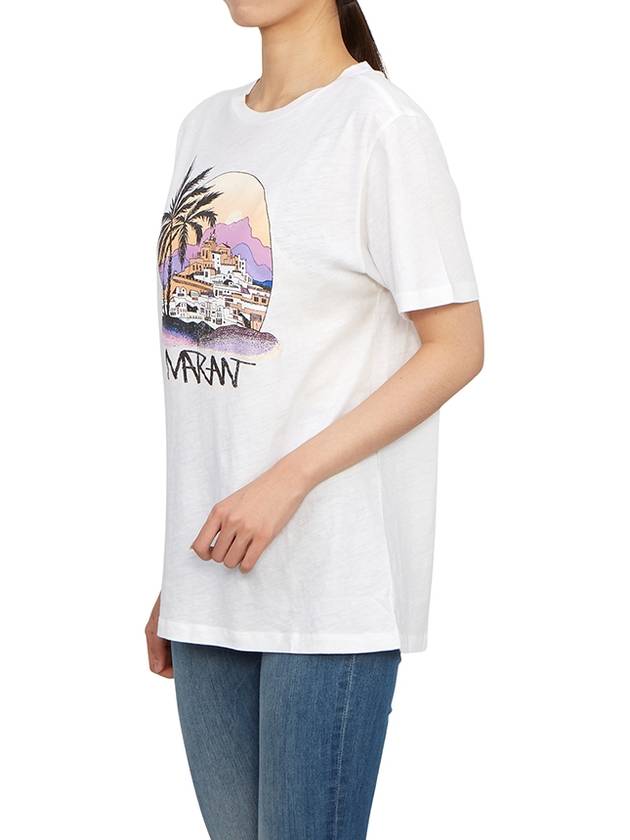 Zewel Print Cotton Short Sleeve T-Shirt White - ISABEL MARANT - BALAAN 6