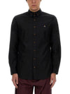 Men's Embroidered ORB Logo Long Sleeve Shirt Black - VIVIENNE WESTWOOD - BALAAN 2