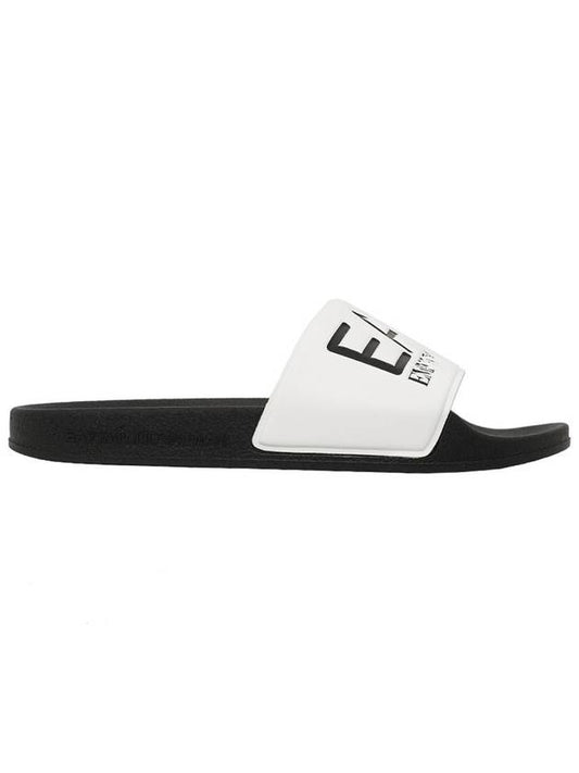 EA7 Embossed Logo Flat Slippers White Black - EMPORIO ARMANI - BALAAN 2