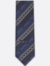 Striped Cannage Tie Navy Blue White Silk - DIOR - BALAAN 4