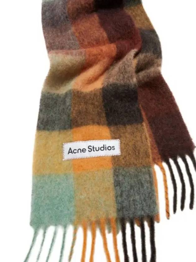 Check Mohair Muffler Chestnut Brown Yellow Green - ACNE STUDIOS - BALAAN 3