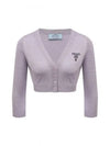 Cropped Lurex Cardigan Purple - PRADA - BALAAN 2