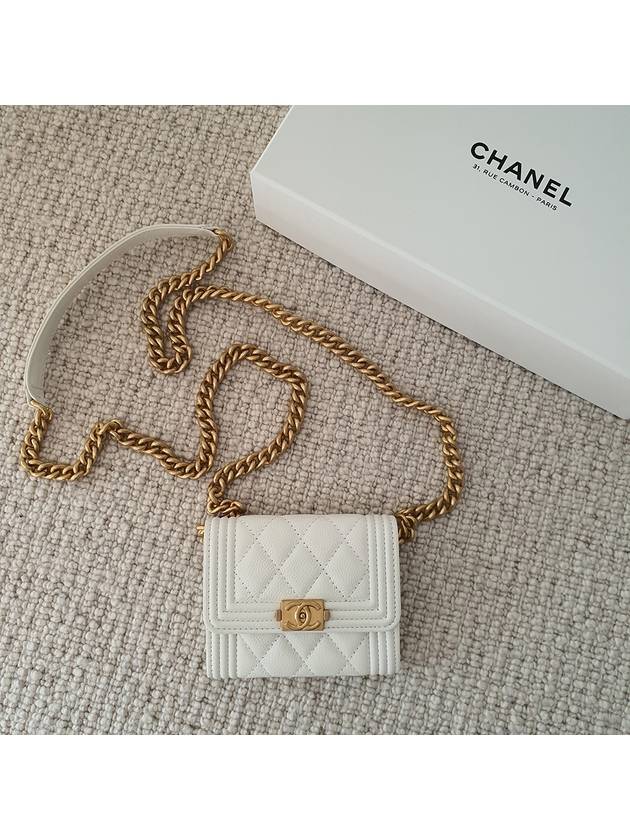 Boy wallet chain mini cross bag white gold plated - CHANEL - BALAAN 1