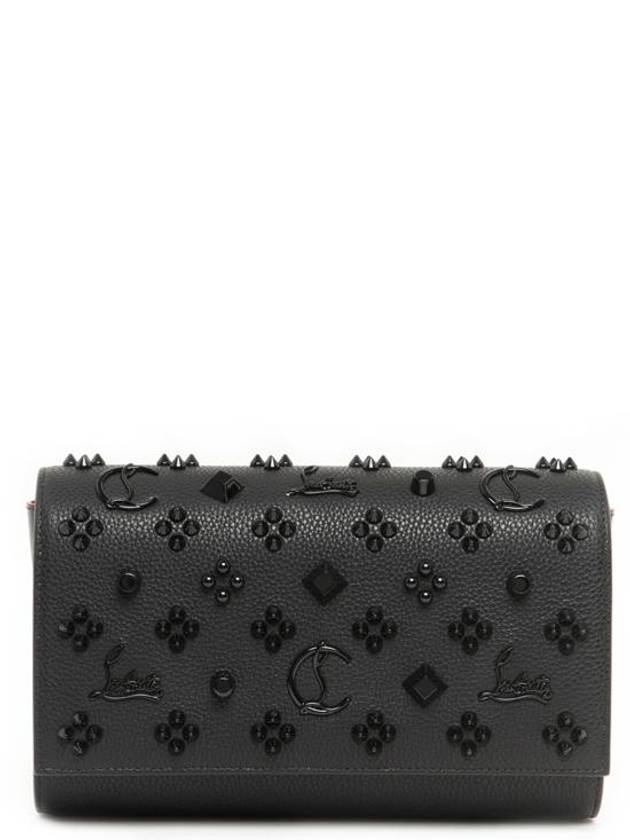 Paloma Fold-Over Embellished Clutch Bag Black - CHRISTIAN LOUBOUTIN - BALAAN 1