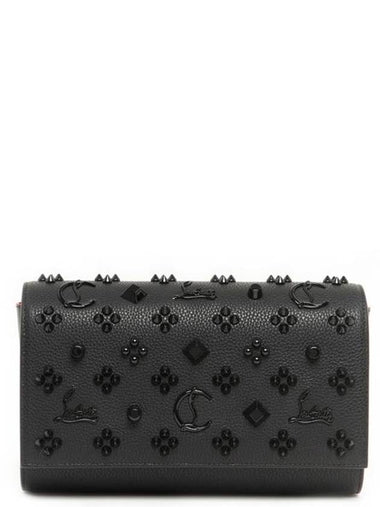 Paloma Fold-Over Embellished Clutch Bag Black - CHRISTIAN LOUBOUTIN - BALAAN 1