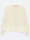 V Neck Puplum Cardigan Cream - MONCLER - BALAAN 4