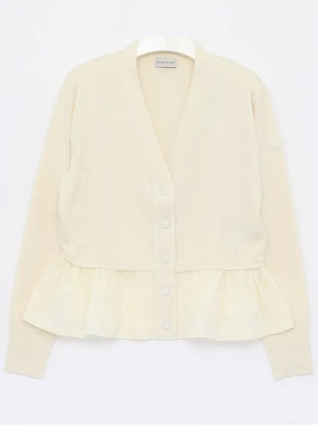 V Neck Puplum Cardigan Cream - MONCLER - BALAAN 4