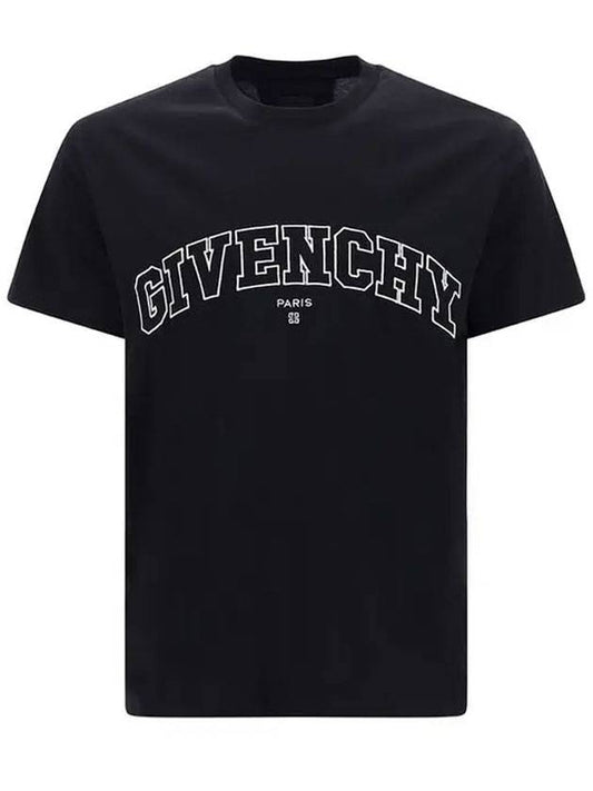 College Embroidered Logo Short Sleeve T-Shirt Black - GIVENCHY - BALAAN 1