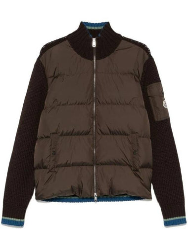 Zip up wool padded cardigan dark brown - MONCLER - BALAAN 1