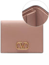 Compact V Logo Signature Calfskin Half Wallet Beige - VALENTINO - BALAAN 2