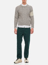 Donegal Twist Cable 4-Bar Classic Crewneck Knit Top Light Grey - THOM BROWNE - BALAAN 3