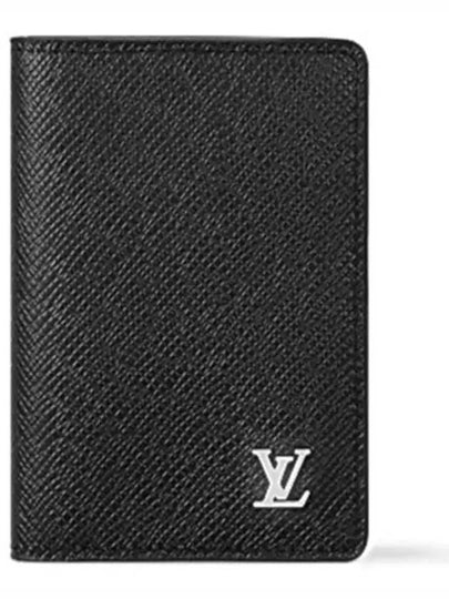 Pocket Organizer Taiga Leather Card Wallet Black - LOUIS VUITTON - BALAAN 2