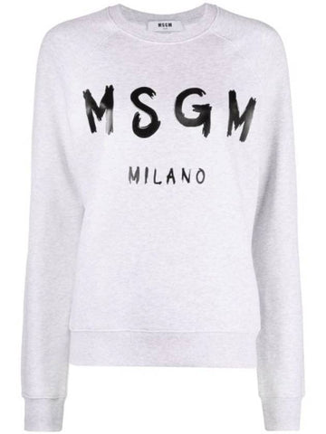 Milano Brushed Logo Print Crew Neck Sweatshirt Grey - MSGM - BALAAN 1