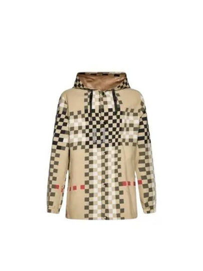 Men's Pixel Check Nylon Hooded Jacket Archive Beige - BURBERRY - BALAAN 2