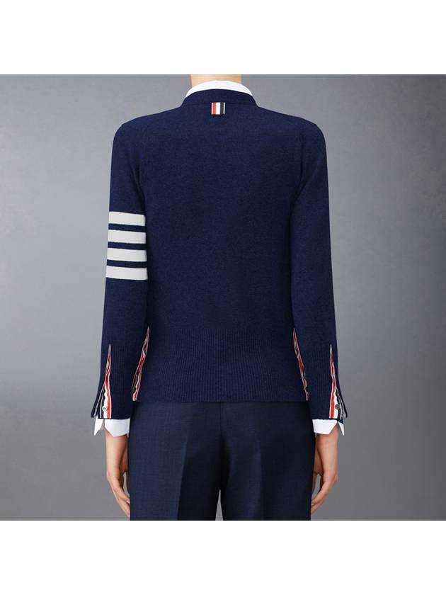 4-Bar V-Neck Cashmere Cardigan Navy - THOM BROWNE - BALAAN 3