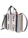 Woody Small Canvas Tote Bag Navy Beige - CHLOE - BALAAN 3