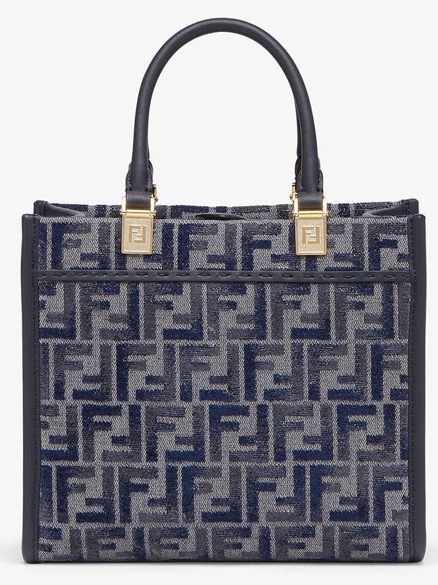 Sunshine FF Chenille Small Tote Bag Dark Blue - FENDI - BALAAN 5