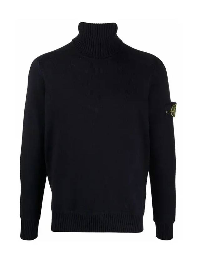 Waffen Patch Cotton Knit Turtleneck Navy - STONE ISLAND - BALAAN 3