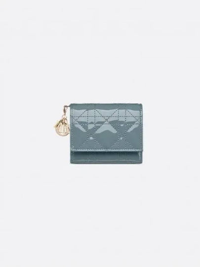 Lady Lotus Patent Cannage Half Wallet Cloud Blue - DIOR - BALAAN 2