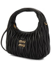 Wander Matelasse Nappa Leather Mini Hobo Tote Bag Black - MIU MIU - BALAAN 3