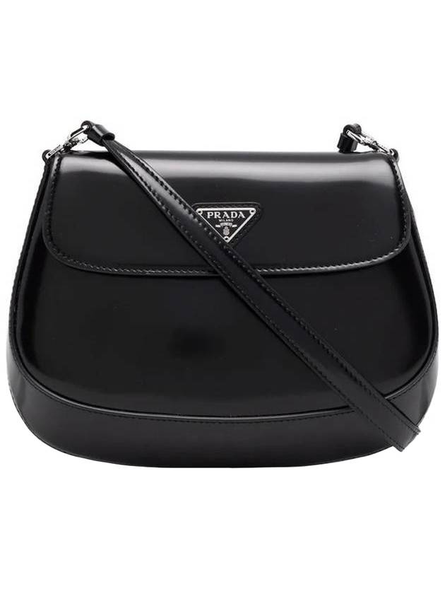 Cleo Brushed Flap Shoulder Bag Black - PRADA - BALAAN 1