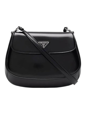 Cleo Brushed Flap Shoulder Bag Black - PRADA - BALAAN 1