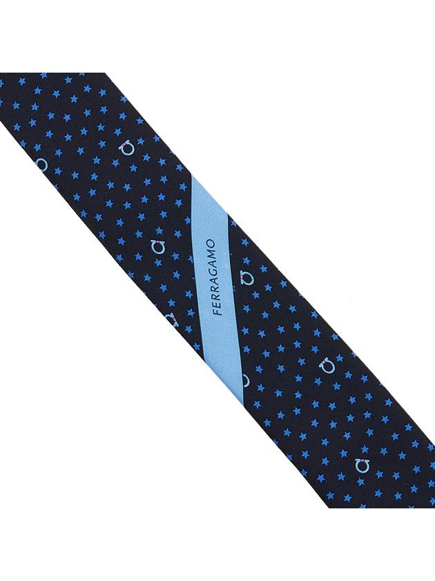 Star Print Silk Tie Black - SALVATORE FERRAGAMO - BALAAN 9