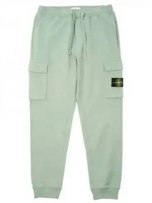 Garment Dyed Cotton Fleece Track Pants Light Green - STONE ISLAND - BALAAN 2