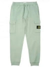 Garment Dyed Cotton Fleece Track Pants Light Green - STONE ISLAND - BALAAN 2