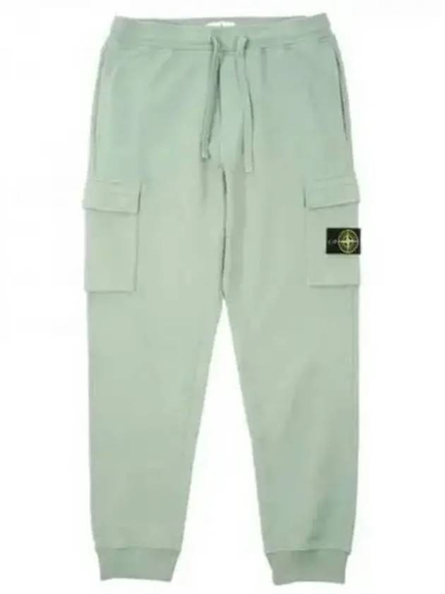 Garment Dyed Cotton Fleece Track Pants Light Green - STONE ISLAND - BALAAN 2