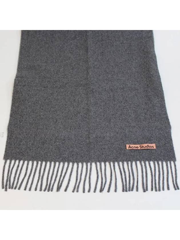 Logo Fringe Cashmere Muffler Melange Grey - ACNE STUDIOS - BALAAN 7