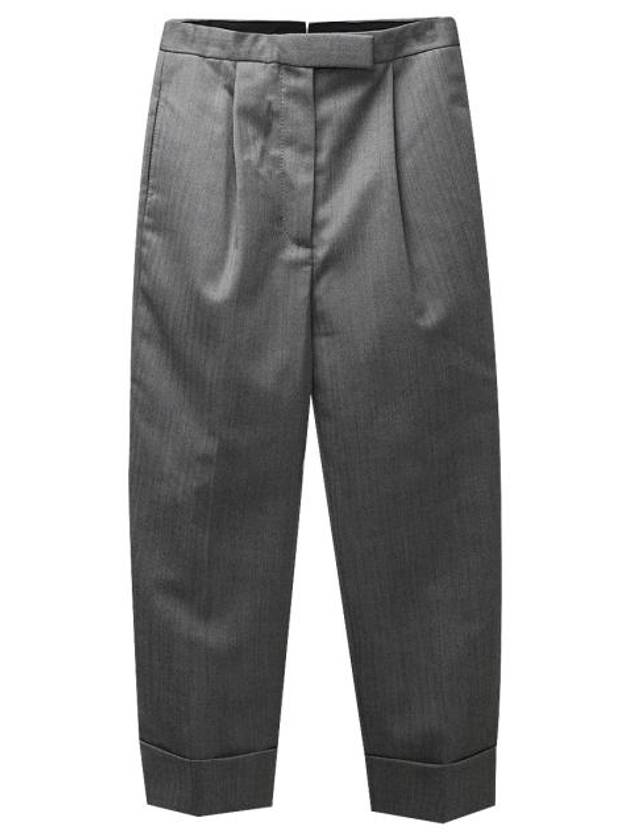 High Waist RWB Trimming Heavy Wool Pants Grey - THOM BROWNE - BALAAN 2