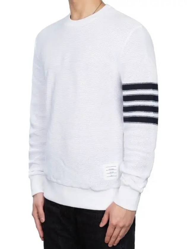 Open Raschel Stitch 4-Bar Sweatshirt White - THOM BROWNE - BALAAN 4