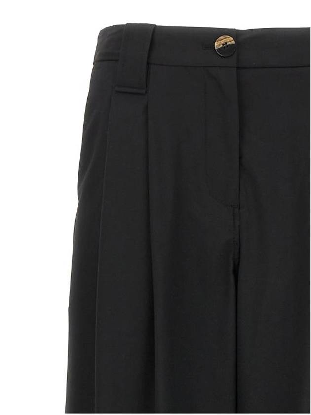 Drapey Melange Pleat Trousers Straight Pants Black - GANNI - BALAAN 4