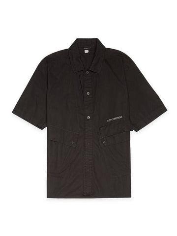 Cotton Popeline Pocket Short Sleeve Shirt Black - CP COMPANY - BALAAN 1