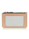 Saffiano Two-Tone Zipper Card Wallet Lily White Pale Peach - MARNI - BALAAN 1