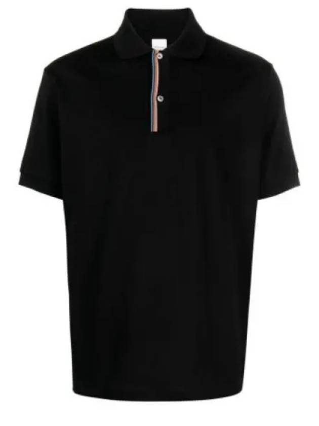 Signature Stripe Trim Polo Shirt Black - PAUL SMITH - BALAAN 2